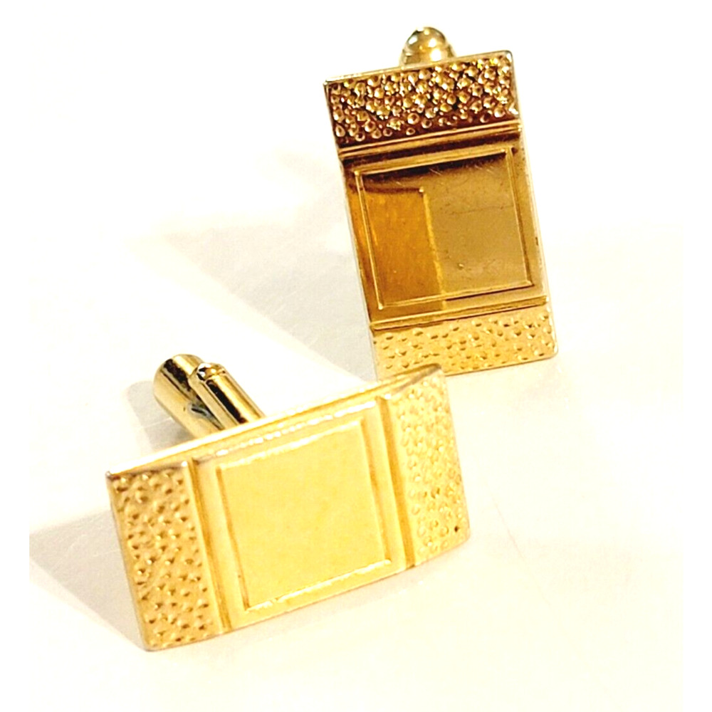 Vintage Anson Cuff Link Engravable Gold-tone Rectangle Cufflinks cl-